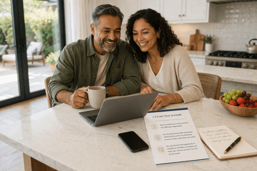 Patient creating a secure account before consultation