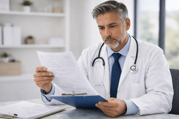 Clinician supporting a patient during a care discussion